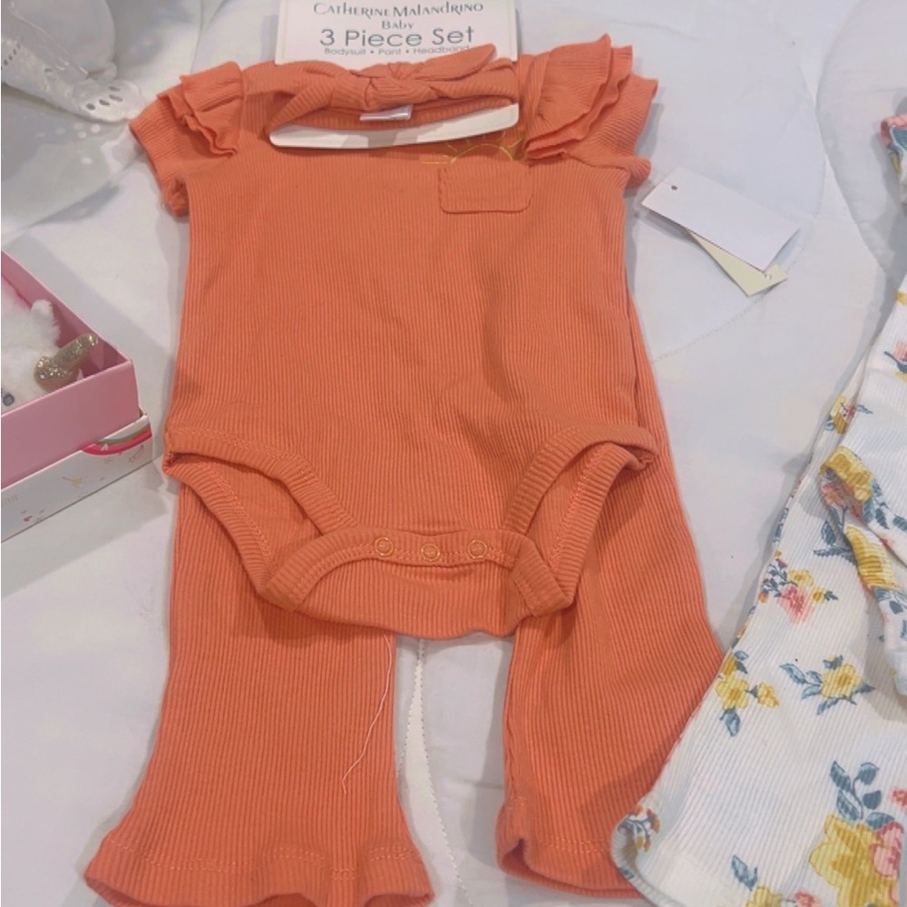 Catherine Malandrino and other names Orange and Floral Kids Matching Set - Picture 2 of 5